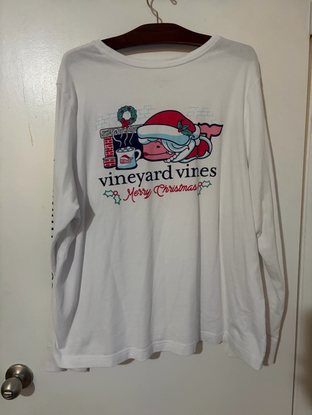 Vineyard Vines White Crewneck Tee with Red Logo